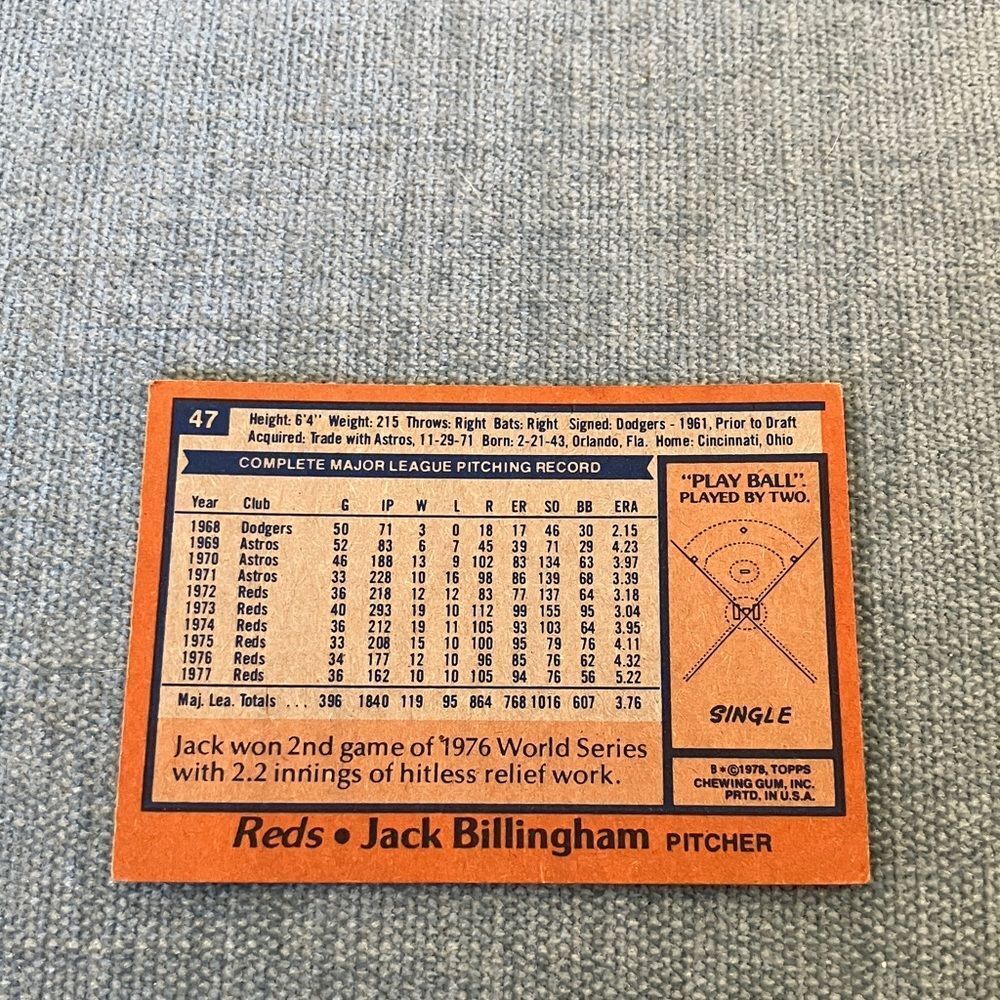 1978 Topps Cincinnati Reds Baseball Card Trading Card - Picture 2 of 2
